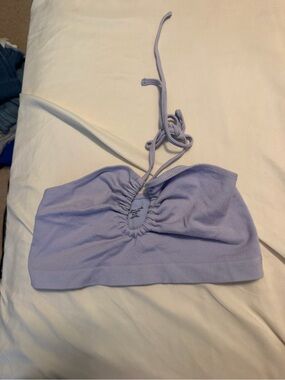 Urban Outfitters Lavender Ribbed Halter Ruched Crop Top